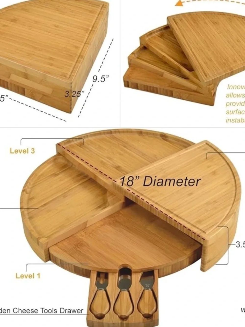 (NEW) Picnic at Ascot Bamboo Cheese/Charcuterie Cutting Board